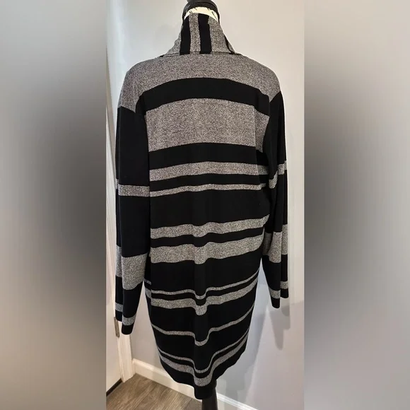 🧶 🧶 Calvin Klein Black and Grey Open Cardigan Sweater – Size XL - Picture 5 of 8